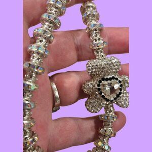 Silver Rhinestones w Bear Keyring~ keychain 10.5 inches